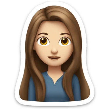 White girl with long brown hair sticker