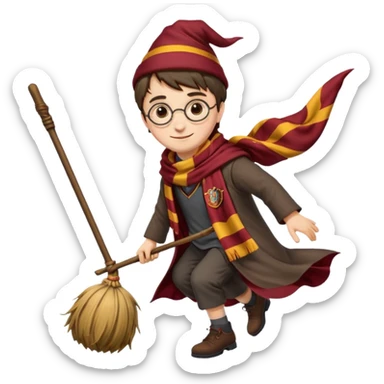 Harry potter riding a broomstick sticker
