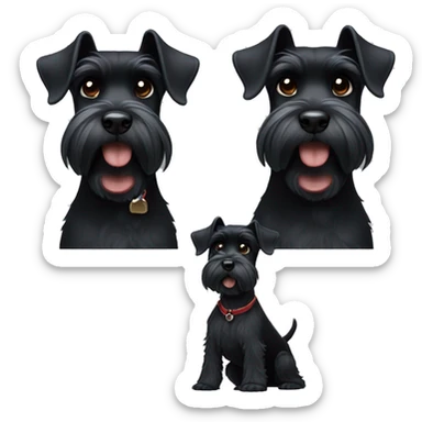 Black schnauzer with one upright and the other one down sticker