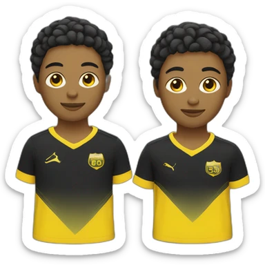 people in soccer uniforms in the color black and yellow sticker
