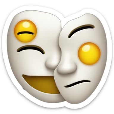 smile face and a mask hiding a sad face sticker