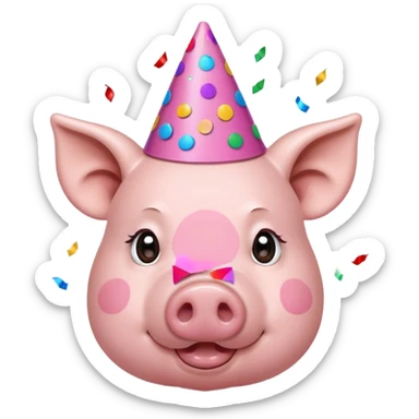 Party Pig – small pig with cone party hat and confetti sticker