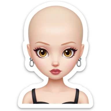 pretty bratz baddie, bald, pale skin sticker