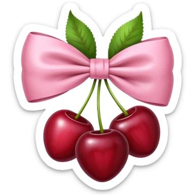 cherries with light pink bow sticker