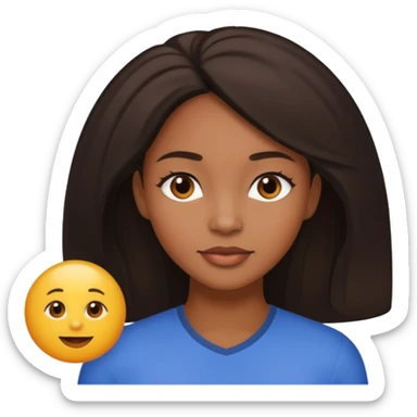 Light skinned tall black woman with bbl and dark brow hair sticker