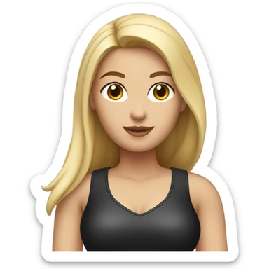 Caucasian Curvy woman with long dark straight hair wearing Mini black leather skirt hyper-realistic  sticker