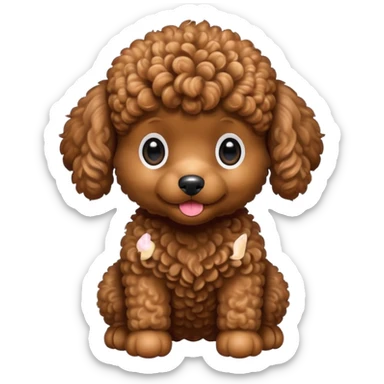 Cute brown poodle toy puppy sticker