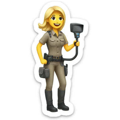 Happy woman metal detector  sticker
