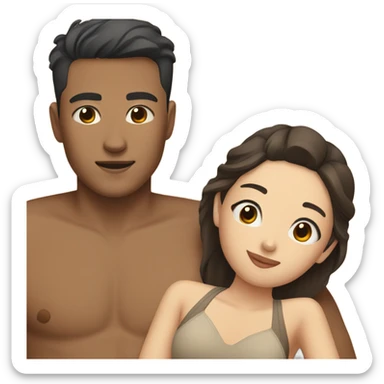 asian girl laying on the beach with brown haired boyfriend  sticker