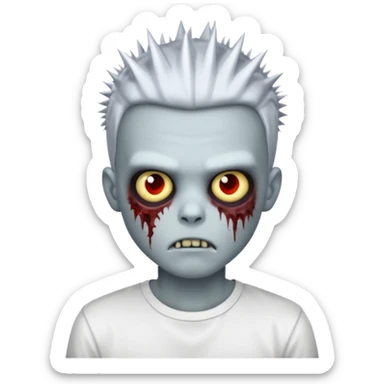 chrome zombie boy with spiky emo hair and white shirt sticker