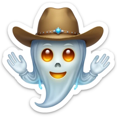 Ghost with cowboy hat sticker