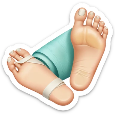 foot with blistered toes with pus and bandages sticker