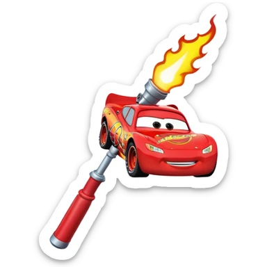 lightning mcqueen holding a torch sticker
