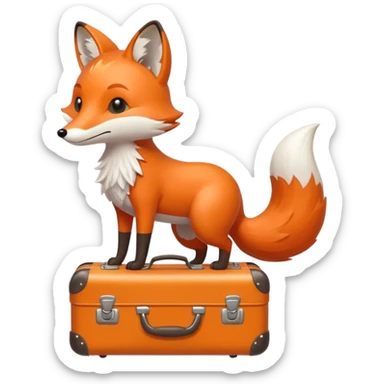 A clever fox gripping a tiny suitcase with its agile tail. sticker
