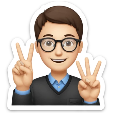 Smile face with glasses and peace sign sticker