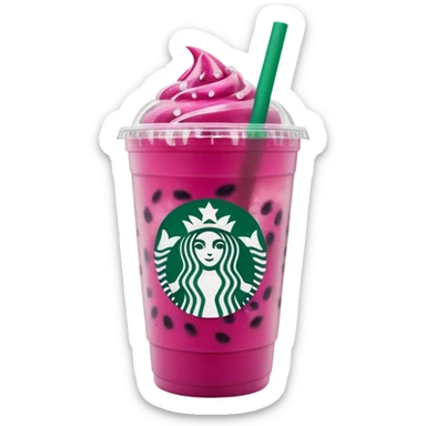 Starbucks dark pink dragonfruit refresher. white opaque lid. starbucks logo. sticker