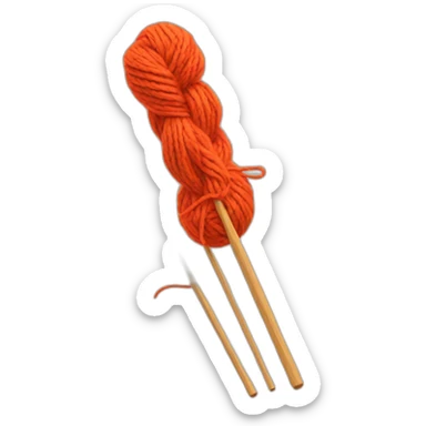 Two knitting needles and yarn sticker
