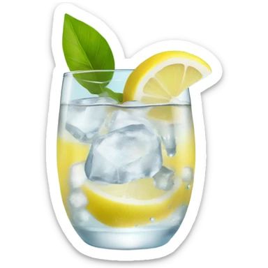 Iced water with lemon wedge sticker