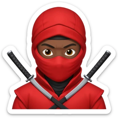 black skin ninja red clothes white background sticker