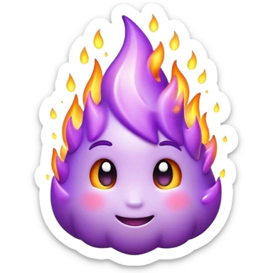 3D emoji of a cute purple flame with sparkles around, glowing core, soft cartoon style, friendly vibe sticker