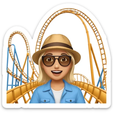 person-excitedly-going-to-an-amusement-park,-with-a-roller-coaster-or-ferris-wheel-in-the-background sticker