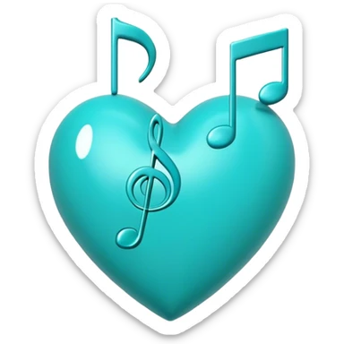 Turquoise heart and real notes sticker