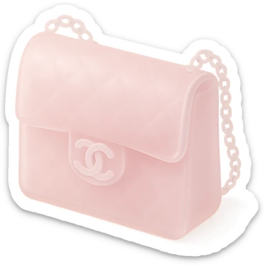 pink Chanel purse, frosted translucent effect, matte glass style sticker