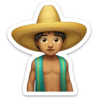 Mexican child with huge sombrero sticker
