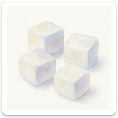 watercolor style sugar cubes, soft edges, subtle blue and purple tints sticker