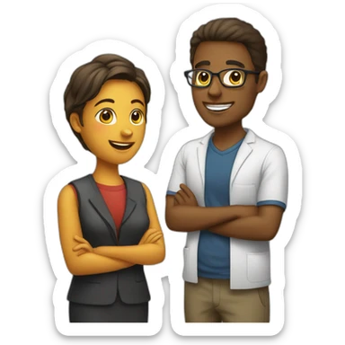 students and professors talking sticker