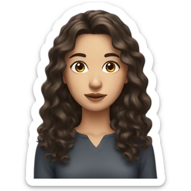 dark wavy haired European young woman sticker