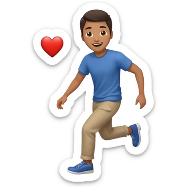 asian man tripping on sidewalk with heart eyes sticker