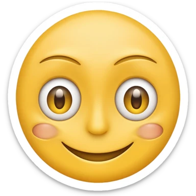 Standard yellow smile emoji but with both eyes looking in different directions. Deadpan no smile sticker