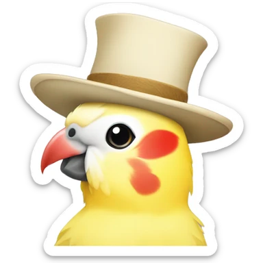 lutino cockatiel in a hat sticker