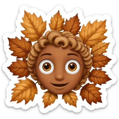 comic dryleaf with eyes and a smile in brown sticker