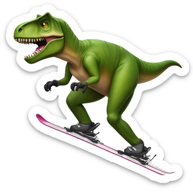realistic T-Rex downhill skiing sticker