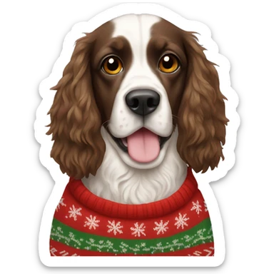 spaniel in a christmas sweater  sticker