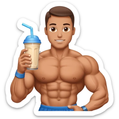 bodybuilder with potein shake sticker