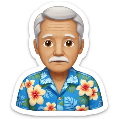 old man with hawai blue floweral shirt  sticker