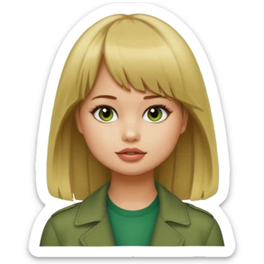 Debby Ryan (dirty blonde hair straight bangs) with Big City Greens sticker