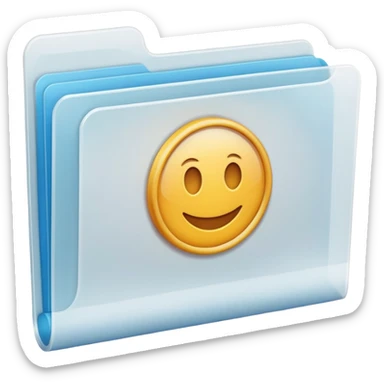 A **simple emoji-style icon** of a **transparent white plastic folder**, minimal and clean, with **rounded corners**, subtle translucency, soft shading, and a **small Concert arena symbol** on the front.
 sticker