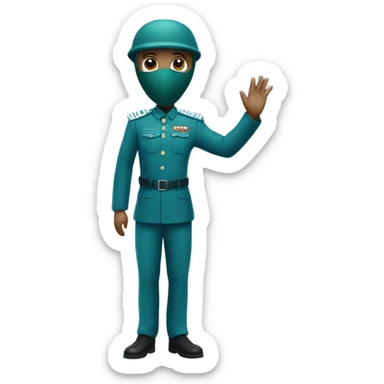 a squid game guard putting his arms over his head sticker