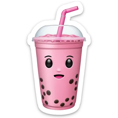 Pink boba drink without a face sticker