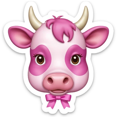 Pink cow with ribbon sticker