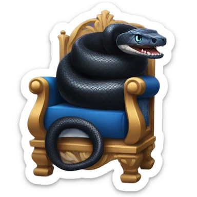 Black snake with blue eyes sitting on a throne  sticker