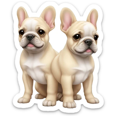 Two long haired Frenchie puppies  sticker