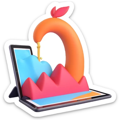 3D surreal iPad, pure minimalism, only the iPad, no branding, unique surreal visual effect sticker