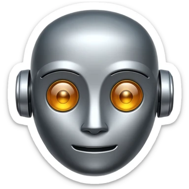 A robot shaped emoji for labeling AI generated content as AI generated. sticker