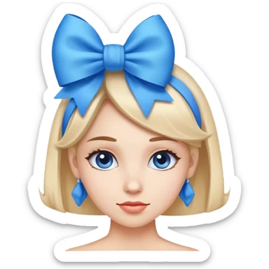 woman wearing a blue bow on her head sticker
