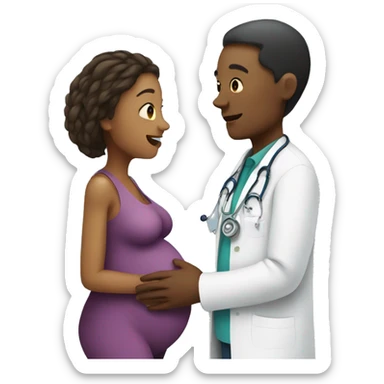 pregnant woman talking to a doctor sticker